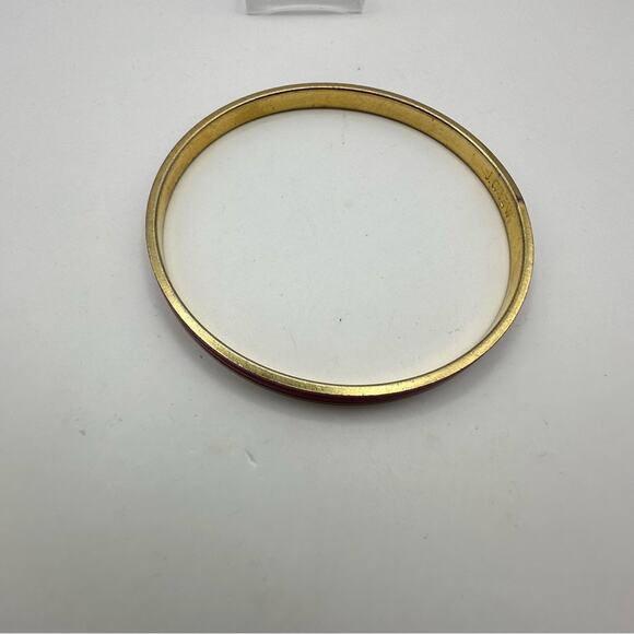 J Crew Enamel Gold Pink Bangle Bracelet Casual Preppy Jewelry Minimalist - Picture 6 of 8
